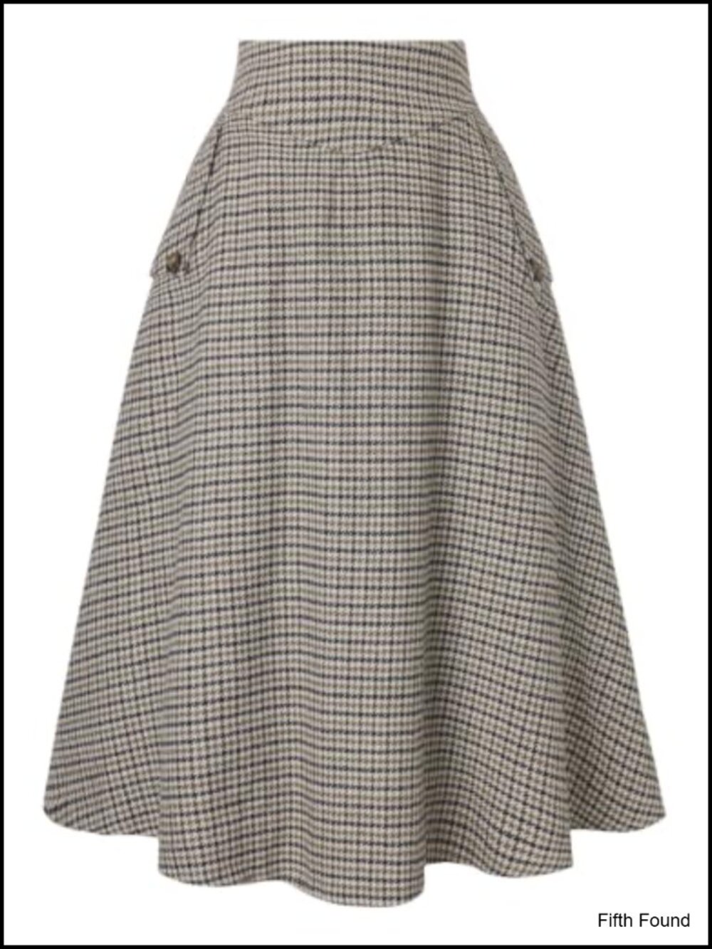 Plaid A-Line Midi Skirt High Waist Elastic V-Shape Front Pockets Fall Winter
